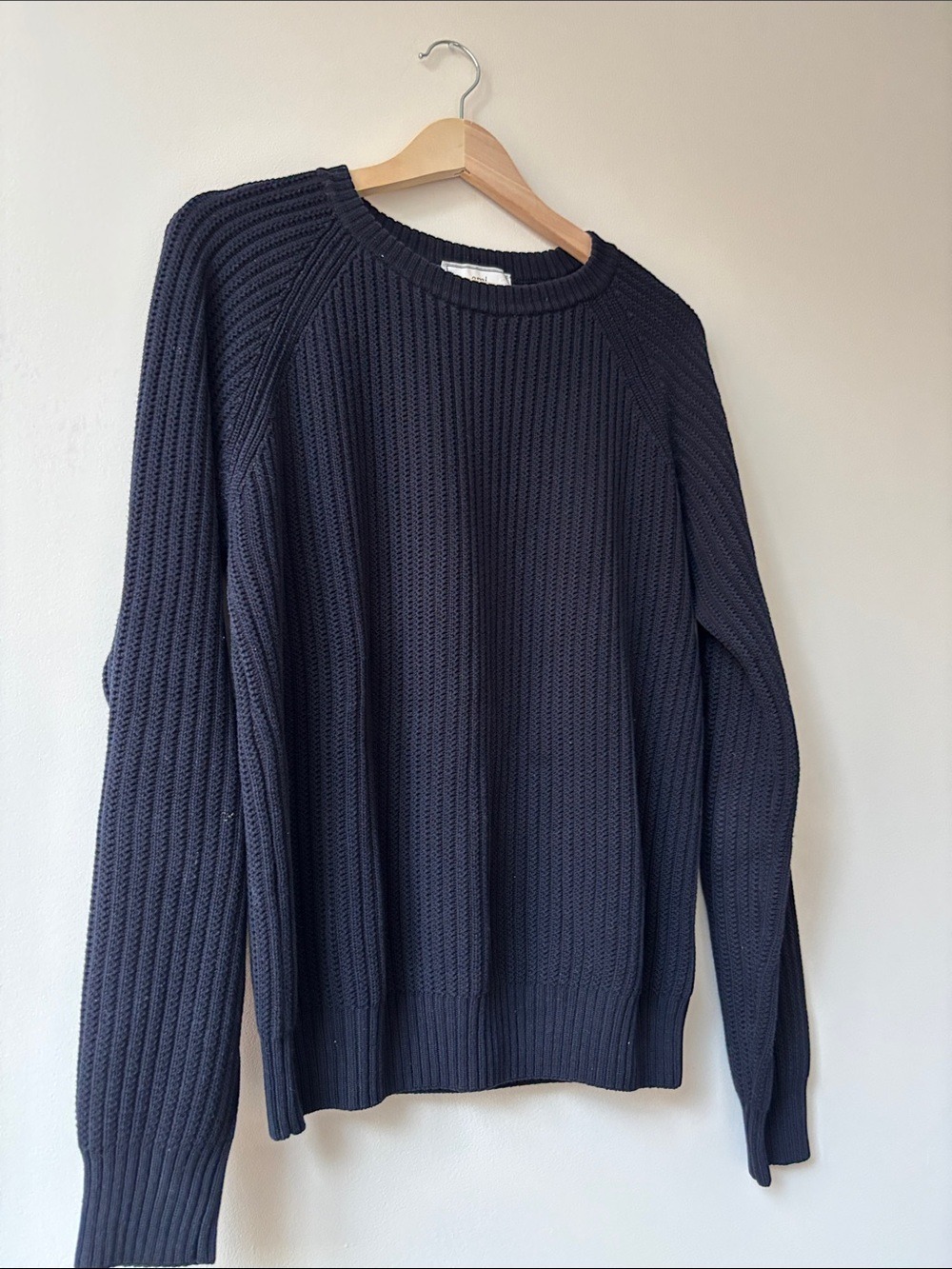 AMI Alexandre Mattiussi Navy Cotton English Rib Raglan Sweater - Picture 6 of 7